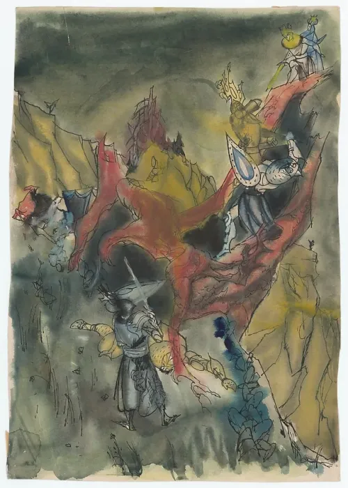 Framed Print : Study for a Full-Page Illustration for a Fairy Tale, 1940-1944. Creator: Jan Novak Framed Print : Study for a Full-Page Illustration for a Fairy Tale, 1940-1944. Creator: Jan Novak