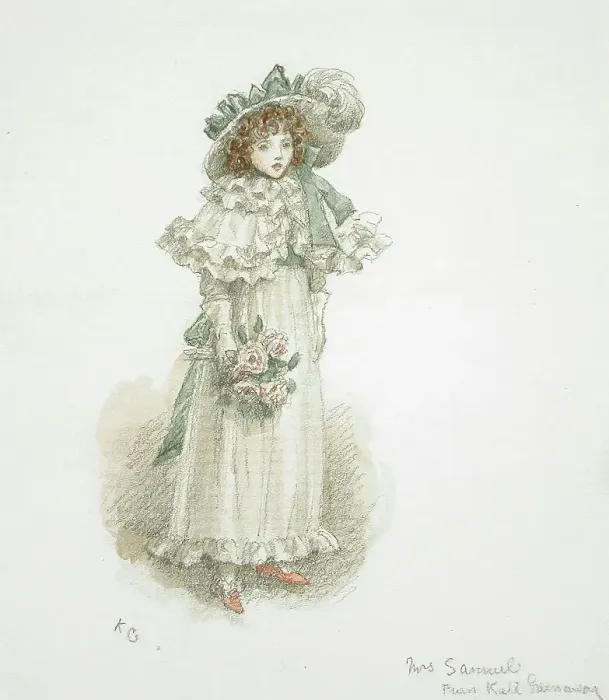 Framed Print : Study of a Fully Dressed Little Girl, 1897. Creator: Catherine Greenaway Framed Print : Study of a Fully Dressed Little Girl, 1897. Creator: Catherine Greenaway
