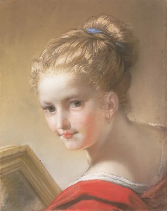 Framed Print : Study of a Girl in Red, 1717. Creator: Benedetto Luti Framed Print : Study of a Girl in Red, 1717. Creator: Benedetto Luti
