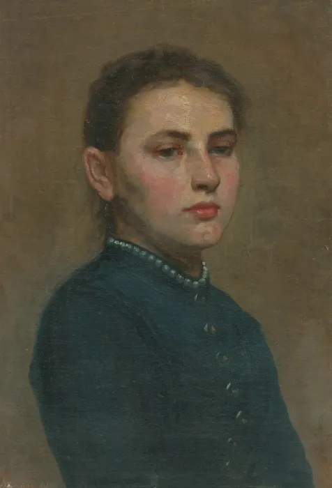 Framed Print : Study of a Girl with White Garnet, 1887. Creator: Jozef Hanula Framed Print : Study of a Girl with White Garnet, 1887. Creator: Jozef Hanula