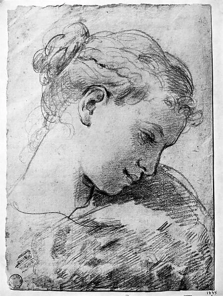 Study of a girls head, 18th century (1933). Artist: Gaetano Gandolfi