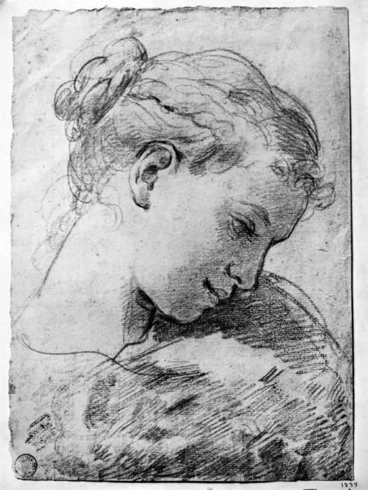 Framed Print : Study of a girls head, 18th century (1933). Artist: Gaetano Gandolfi Framed Print : Study of a girls head, 18th century (1933). Artist: Gaetano Gandolfi