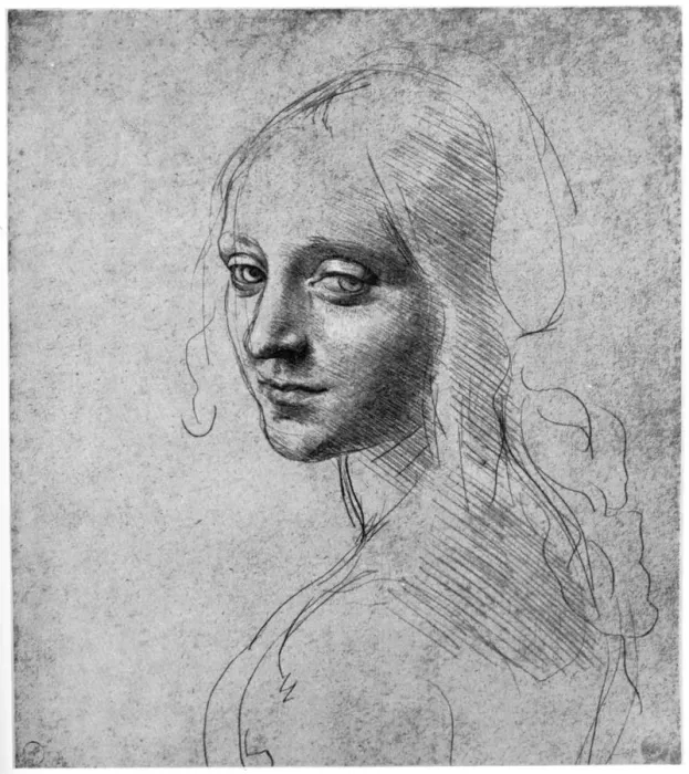 Framed Print : Study of a girls head, c1483 (1954). Artist: Leonardo da Vinci Framed Print : Study of a girls head, c1483 (1954). Artist: Leonardo da Vinci