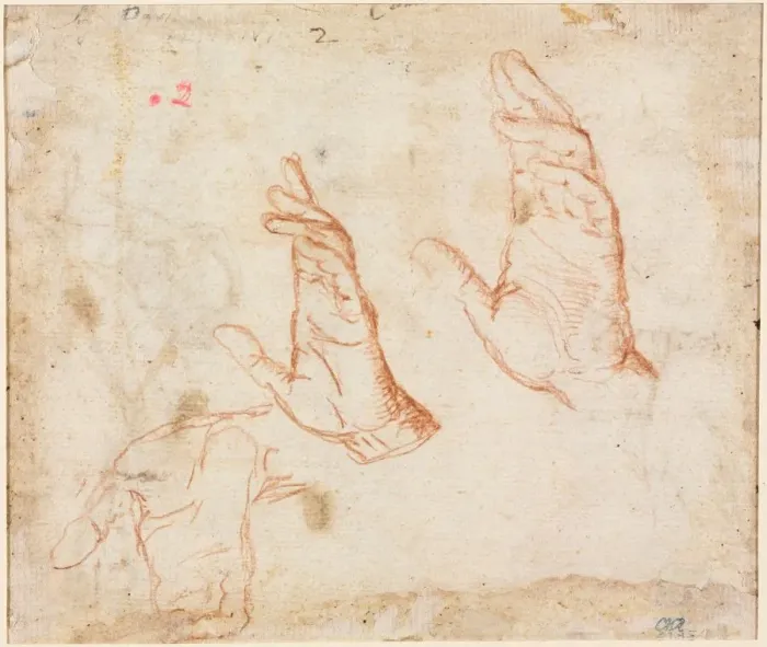 Framed Print : Study of Hands (verso), c. 1590. Creator: Camillo Procaccini (Italian, 1546-1629) Framed Print : Study of Hands (verso), c. 1590. Creator: Camillo Procaccini (Italian, 1546-1629)