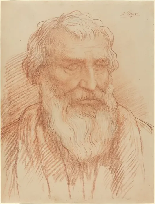 Framed Print : Study of a Head. Creator: Alphonse Legros