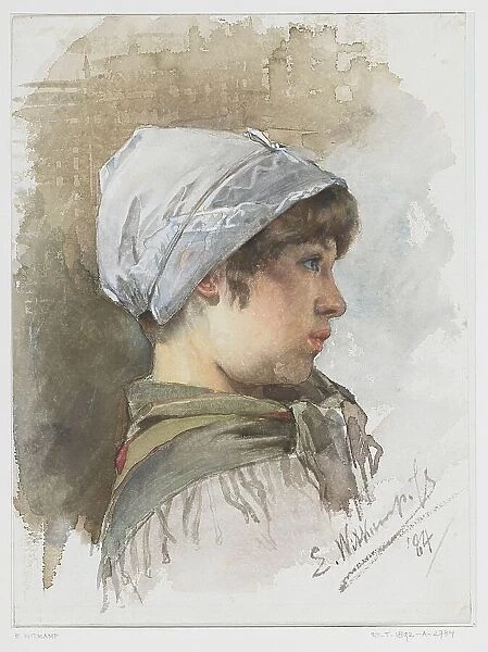 Study of the head of a young girl in profile, 1884. Creator: Ernst Witkamp