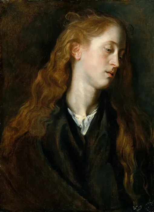 Framed Print : Study Head of a Young Woman, ca. 1618-20. Creator: Anthony van Dyck Framed Print : Study Head of a Young Woman, ca. 1618-20. Creator: Anthony van Dyck