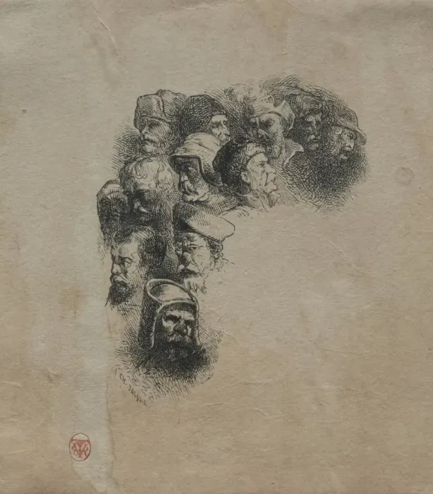 Framed Print : Study of Heads. Creator: Charles-Emile Jacque (French, 1813-1894) Framed Print : Study of Heads. Creator: Charles-Emile Jacque (French, 1813-1894)