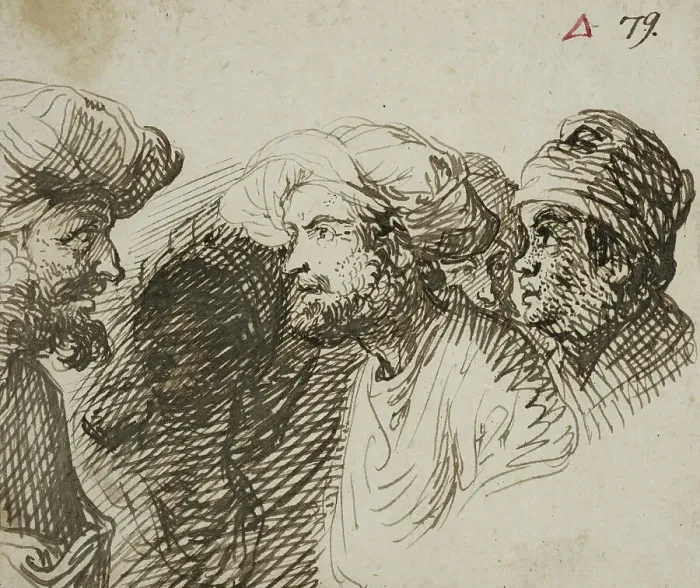 Framed Print : Study of heads with turbans. Creator: Jacob Symonsz. Pynas Framed Print : Study of heads with turbans. Creator: Jacob Symonsz. Pynas
