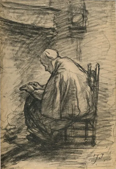 Framed Print : Study for Honoured Old Age c1881. Artist: Jozef Israels Framed Print : Study for Honoured Old Age c1881. Artist: Jozef Israels