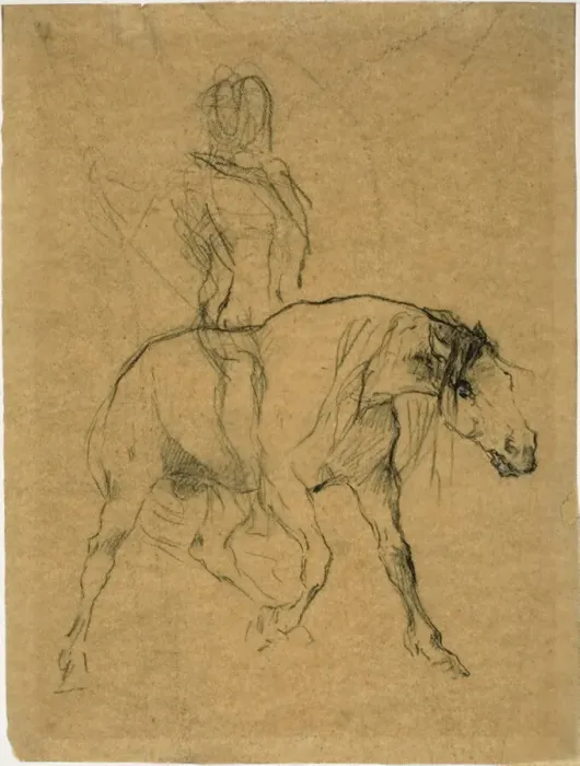 Framed Print : Study of a Horse and Rider, c. 1874. Creator: Jules Elie Delaunay Framed Print : Study of a Horse and Rider, c. 1874. Creator: Jules Elie Delaunay
