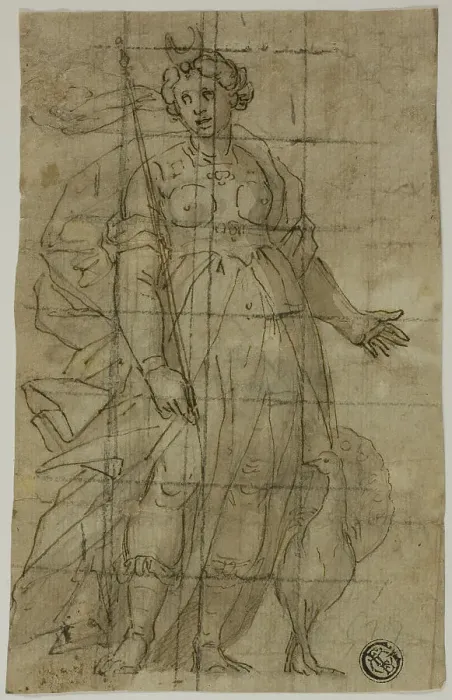 Framed Print : Study for Juno (or Diana) with a Peacock, 1584 / 85. Creators: Luca Cambiaso, Lazzaro Tavarone, Bernardo Castello Framed Print : Study for Juno (or Diana) with a Peacock, 1584 / 85. Creators: Luca Cambiaso, Lazzaro Tavarone, Bernardo Castello