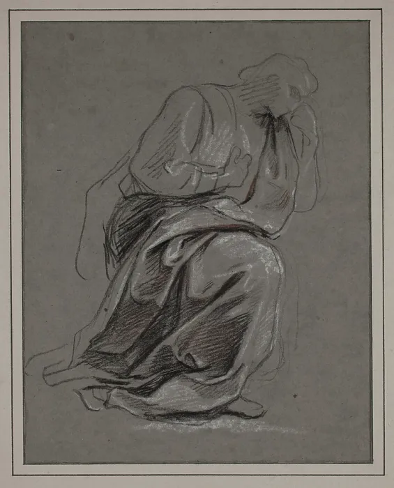 Framed Print : Study of a Kneeling Man, between late 17th and early 18th century. Creator: Charles-Antoine Coypel Framed Print : Study of a Kneeling Man, between late 17th and early 18th century. Creator: Charles-Antoine Coypel