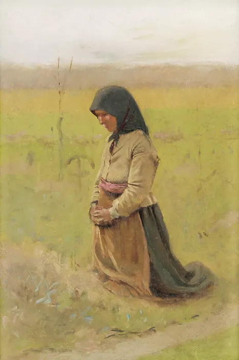 Framed Print : Study of a Kneeling Woman, 1890-1900. Creator: Ladislav Mednyanszky Framed Print : Study of a Kneeling Woman, 1890-1900. Creator: Ladislav Mednyanszky