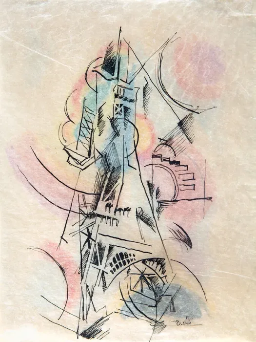 Framed Print : Study for La Tour Eiffel, c. 1911. Creator: Delaunay, Robert (1885-1941)