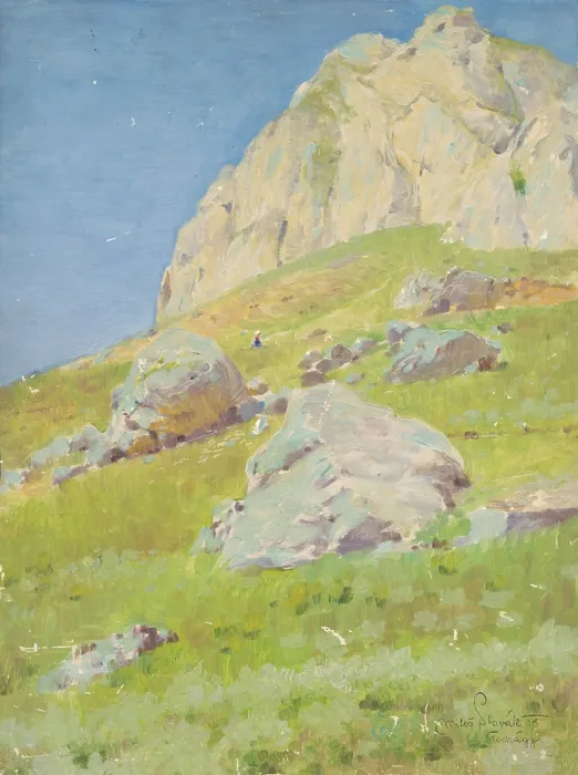 Framed Print : Study of landscape around Sulovke Podhradie, 1905. Creator: Milos Slovak Framed Print : Study of landscape around Sulovke Podhradie, 1905. Creator: Milos Slovak
