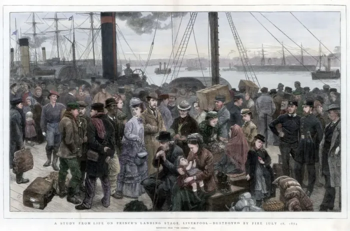 Framed Print : A Study from Life on Princes Landing Stage, Liverpool - Destroyed by Fire July 28, 1874 Framed Print : A Study from Life on Princes Landing Stage, Liverpool - Destroyed by Fire July 28, 1874
