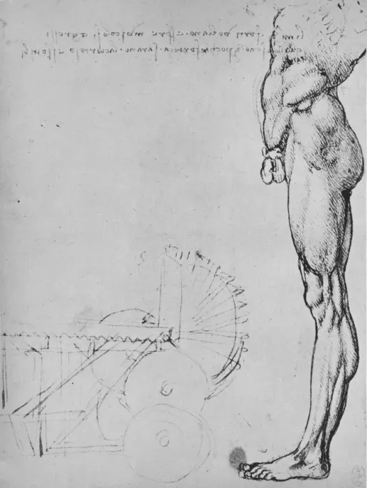 Framed Print : Study of the Lower Half of a Man and of Machinery, c1480 (1945). Artist: Leonardo da Vinci Framed Print : Study of the Lower Half of a Man and of Machinery, c1480 (1945). Artist: Leonardo da Vinci