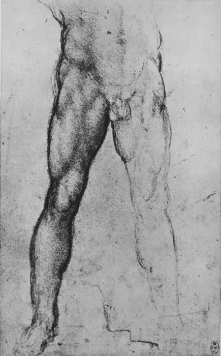 Framed Print : Study of the Lower Half of a Nude Man Facing to the Front, c1480 (1945). Artist: Leonardo da Vinci Framed Print : Study of the Lower Half of a Nude Man Facing to the Front, c1480 (1945). Artist: Leonardo da Vinci