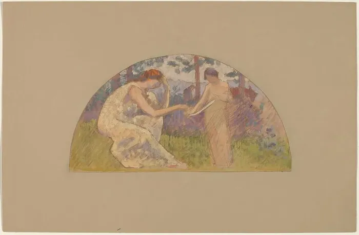 Framed Print : Study for a Lunette, 1890 / 1897. Creator: Charles Sprague Pearce Framed Print : Study for a Lunette, 1890 / 1897. Creator: Charles Sprague Pearce