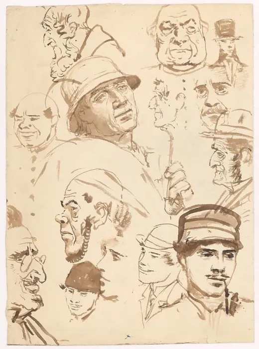 Framed Print : Study of male faces, 1880-1910. Creator: Ladislav Mednyanszky Framed Print : Study of male faces, 1880-1910. Creator: Ladislav Mednyanszky