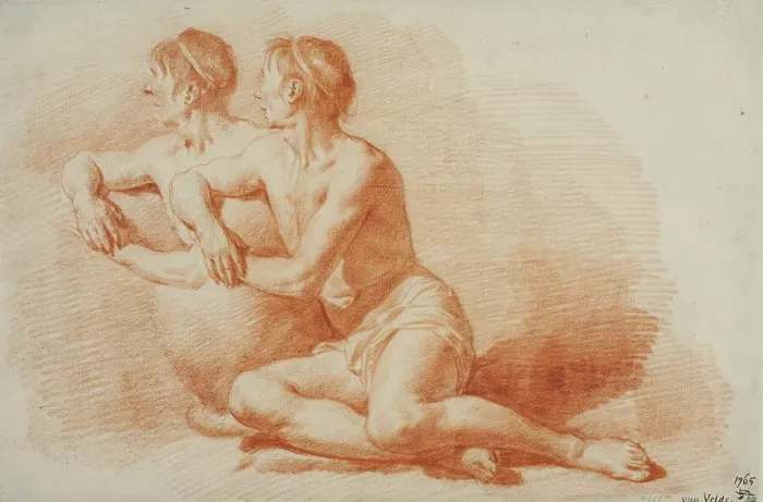 Framed Print : Study of a Male Nude Seated on the Ground. Creator: Adriaen van de Velde Framed Print : Study of a Male Nude Seated on the Ground. Creator: Adriaen van de Velde