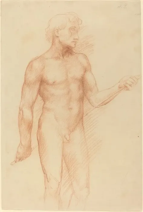 Framed Print : Study of a Mans Figure, Holding Rod behind Back. Creator: Alphonse Legros Framed Print : Study of a Mans Figure, Holding Rod behind Back. Creator: Alphonse Legros