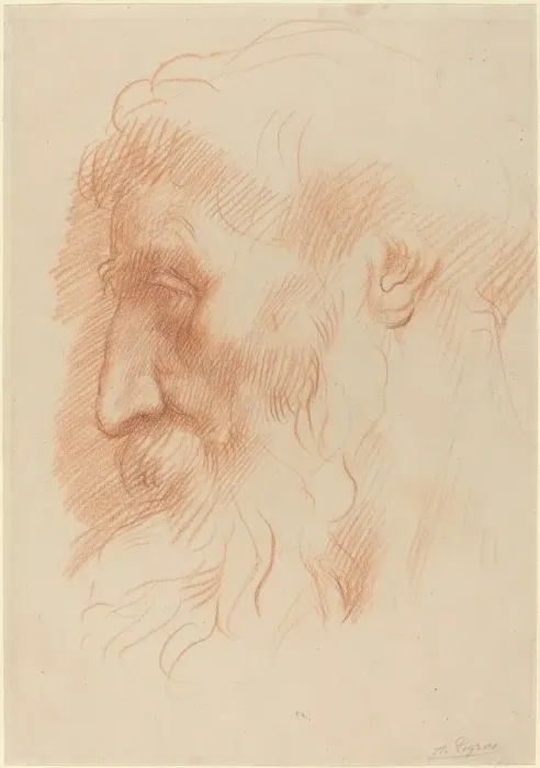 Framed Print : Study of a Mans Head [recto]. Creator: Alphonse Legros