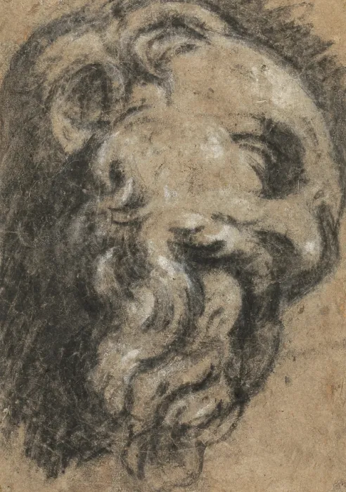 Framed Print : Study after Michelangelo's Saint Damian, c.between 1545 and 1550. Creator: Jacopo Tintoretto. Study after Michelangelo's Saint Damian, c.between 1545 and 1550