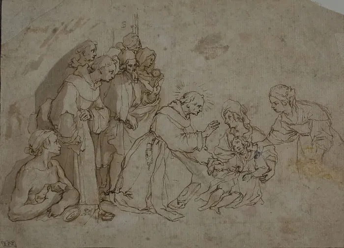 Framed Print : Study for Miracle of Saint Bernardino of Siena, c.1602. Creator: Ventura Salimbeni Framed Print : Study for Miracle of Saint Bernardino of Siena, c.1602. Creator: Ventura Salimbeni