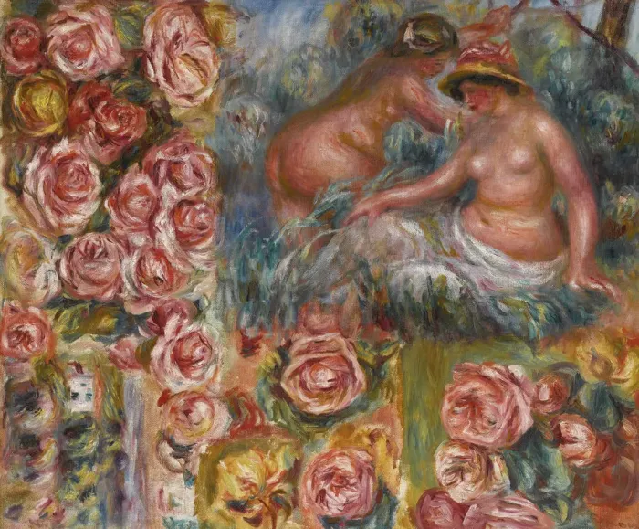 Framed Print : Study of nude female figures and flowers Framed Print : Study of nude female figures and flowers