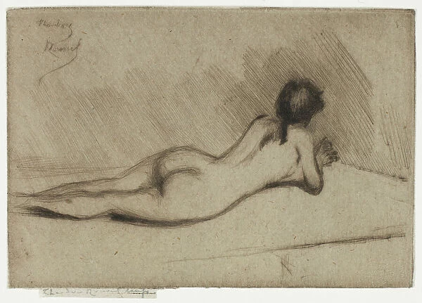 Study from the Nude of a Girl Lying Down, 1890. Creator: Theodore Roussel