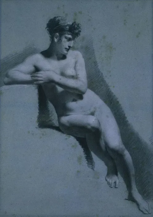 Framed Print : Study of a Nude Woman, Seated Looking to the Right, c. 1810. Creator: Pierre-Paul Prud hon (French Framed Print : Study of a Nude Woman, Seated Looking to the Right, c. 1810. Creator: Pierre-Paul Prud hon (French