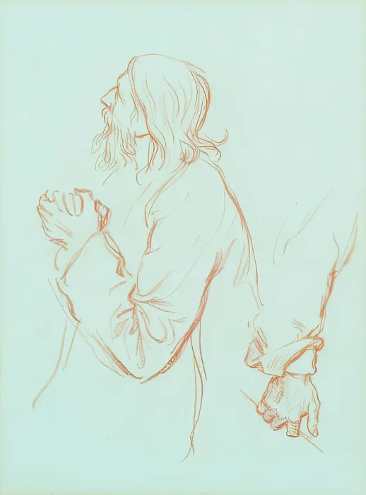 Framed Print : Study of an Old Man with Clasped Hands, c1840-1900. Creator: George Frederick Watts Framed Print : Study of an Old Man with Clasped Hands, c1840-1900. Creator: George Frederick Watts