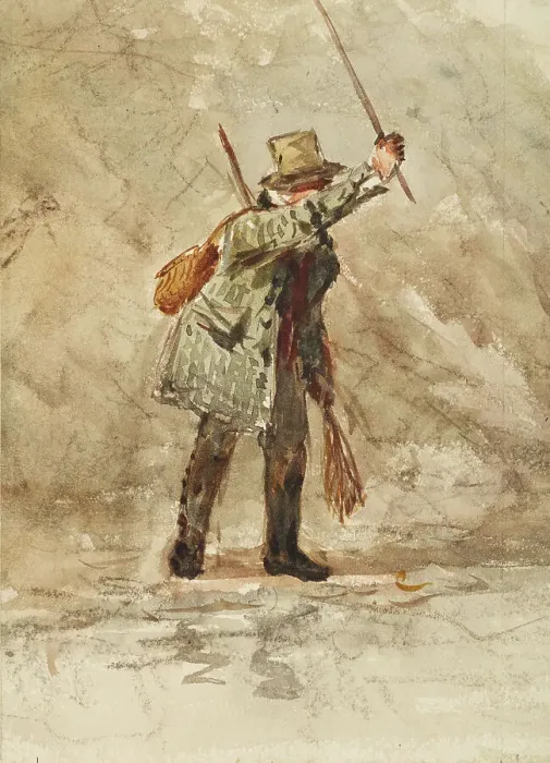 Framed Print : Study of an old man fishing, c1830s. Creator: David Cox the Elder Framed Print : Study of an old man fishing, c1830s. Creator: David Cox the Elder