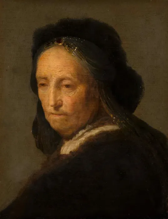 Framed Print : Study of an old woman, ca 1630-1634. Creator: Rembrandt van Rhijn, (School) Framed Print : Study of an old woman, ca 1630-1634. Creator: Rembrandt van Rhijn, (School)
