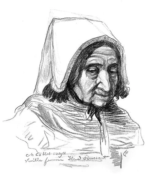 Study of an old womans head, 1899. Artist: Charles Cottet