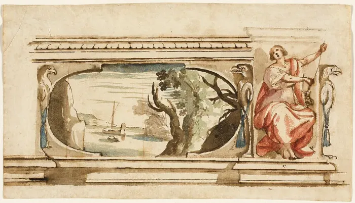 Framed Print : Study for a Painted Frieze, 1625 / 27. Creator: Flaminio Allegrini Framed Print : Study for a Painted Frieze, 1625 / 27. Creator: Flaminio Allegrini