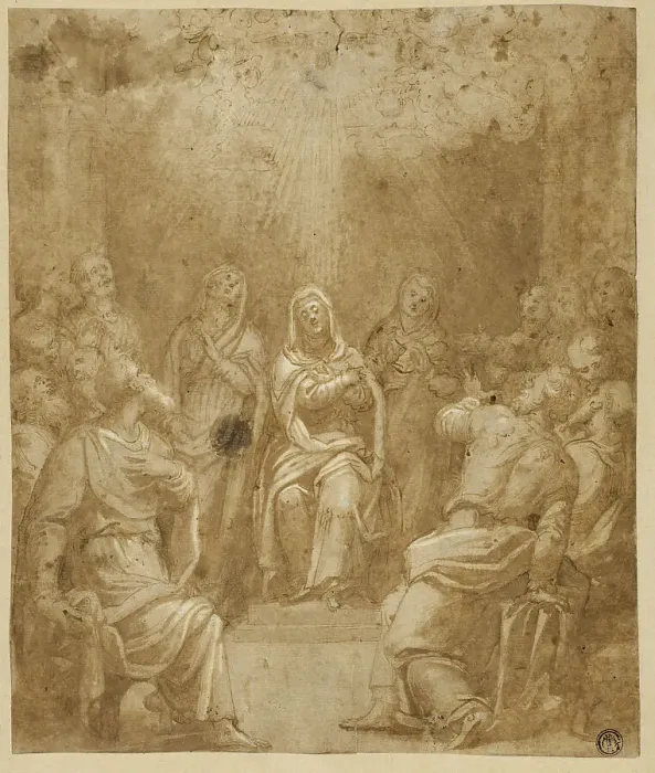 Framed Print : Study for the Pentecost, c.1580. Creator: Simone Peterzano Framed Print : Study for the Pentecost, c.1580. Creator: Simone Peterzano