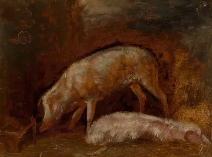 Framed Print : Study of Pigs, 1850 / 60. Creator: Alexandre Gabriel Decamps Framed Print : Study of Pigs, 1850 / 60. Creator: Alexandre Gabriel Decamps