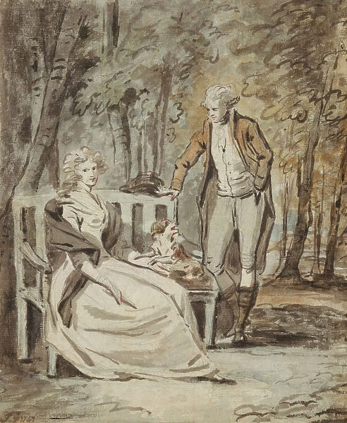 Study for a Portrait: A Lady and a Gentleman in a Park, ca. 1780. Creator: Unknown