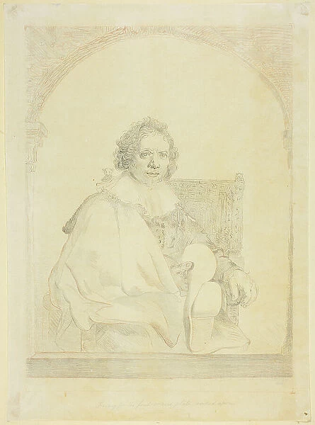 Study for Portrait of a Man in an Arm Chair, from Collection d'imitations de Dessins... c.1821. Creator: Christian Josi