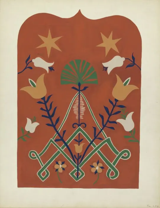 Framed Print : Study for Proposed Portfolio Decorated Chests of Rural Pennsylvania, 1941. Creator: Unknown Framed Print : Study for Proposed Portfolio Decorated Chests of Rural Pennsylvania, 1941. Creator: Unknown