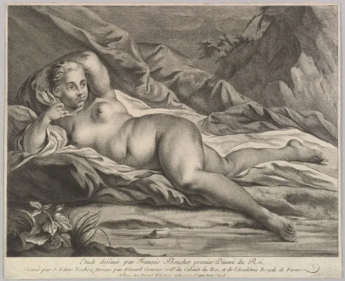 Framed Print : Study of a Reclining Nude. Creator: Jean Edme Nochez Framed Print : Study of a Reclining Nude. Creator: Jean Edme Nochez