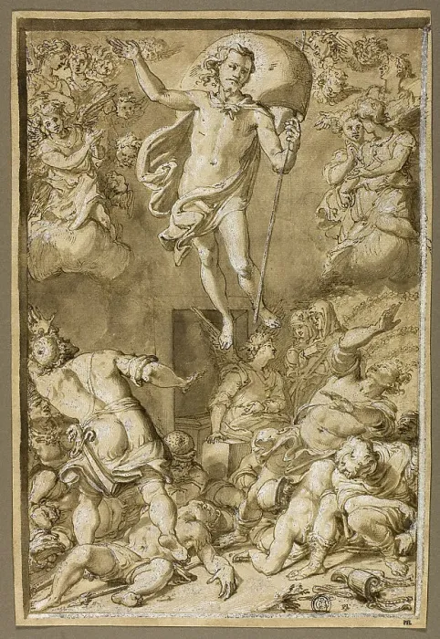 Framed Print : Study for the Resurrection, c.1574. Creator: Santi di Tito Framed Print : Study for the Resurrection, c.1574. Creator: Santi di Tito