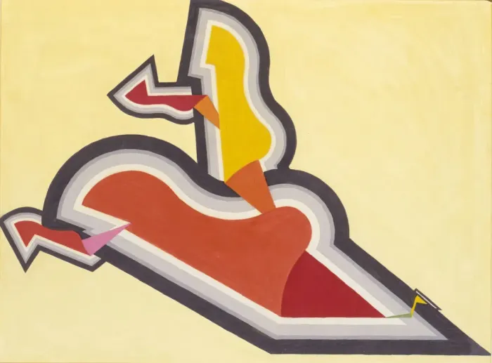 Framed Print : Study in Rhythm: Red and Gold, ca. 1934. Creator: Joseph Schillinger