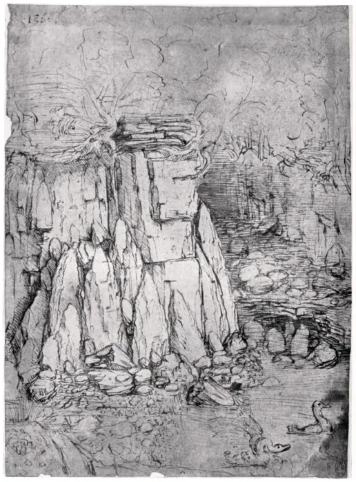 Framed Print : Study of a rocky cavern with ducks, 1482-1485 (1954). Artist: Leonardo da Vinci Framed Print : Study of a rocky cavern with ducks, 1482-1485 (1954). Artist: Leonardo da Vinci