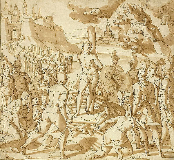 Study for Saint James Saving an Innocent from the Flames, 1600. Creator: Lazzaro Tavarone