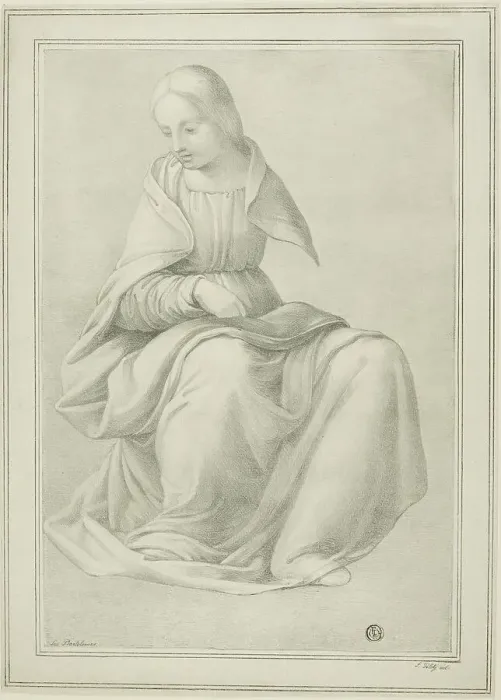 Framed Print : Study for Seated Figure of a Woman (Maiden), n.d. Creator: Ferdinand Piloty Framed Print : Study for Seated Figure of a Woman (Maiden), n.d. Creator: Ferdinand Piloty