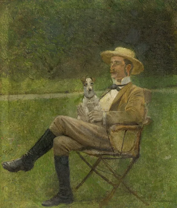 Framed Print : Study of a Seated Man with a Dog, 1880-1900. Creator: Ladislav Mednyanszky Framed Print : Study of a Seated Man with a Dog, 1880-1900. Creator: Ladislav Mednyanszky